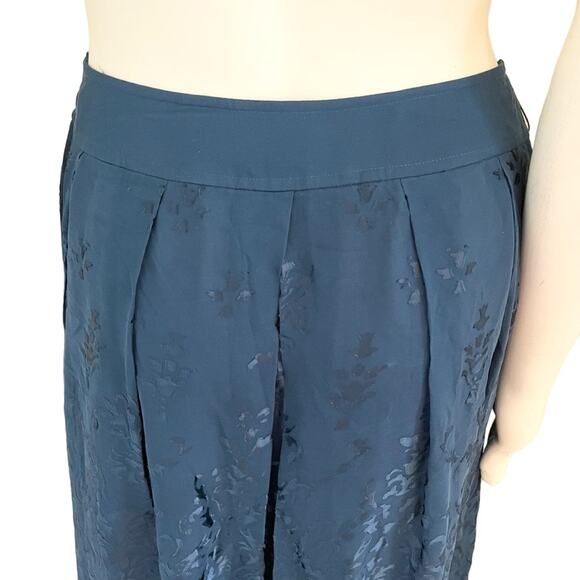 NEW COLDWATER CREEK Jacquard Midi Skirt in Lapis Blue Silk blend SZ 6 - Picture 6 of 10